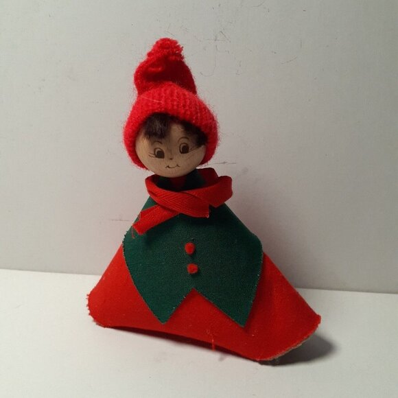 Danish Doll Wood Ball Head Tiny Tree Topper Ornament or Shelf Sitter 5.4" - Picture 6 of 10